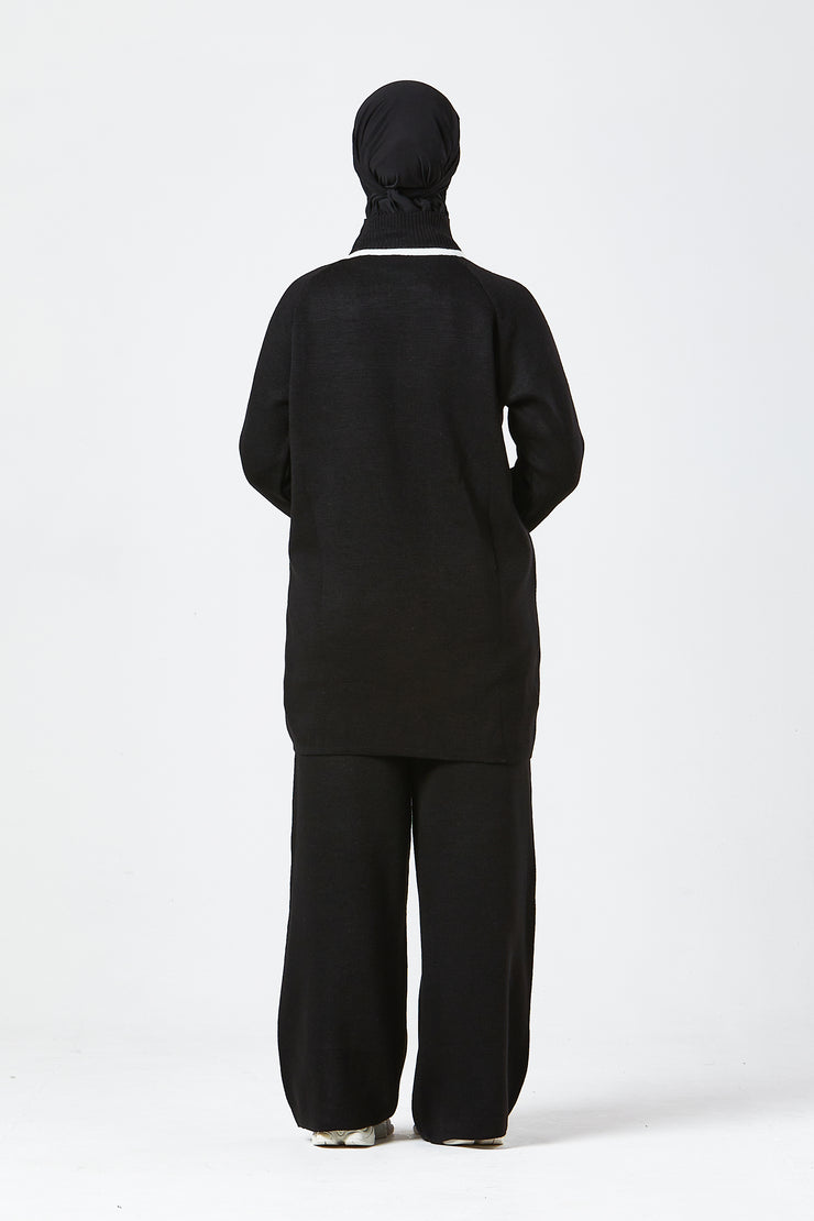 Black Contrast Knit Co-Ord Set
