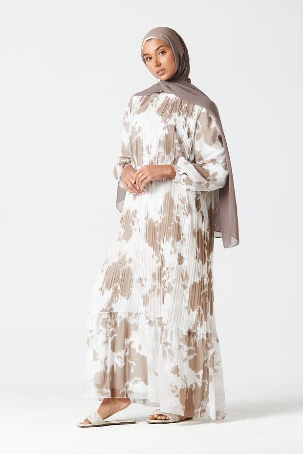 Taupe Pleated Maxi