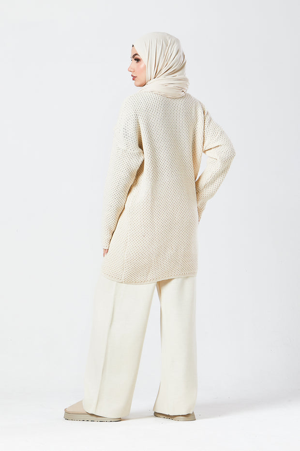 Cream Textured Knit Co-ord Set