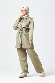 Sage Modest Buttoned Co-Ord Set