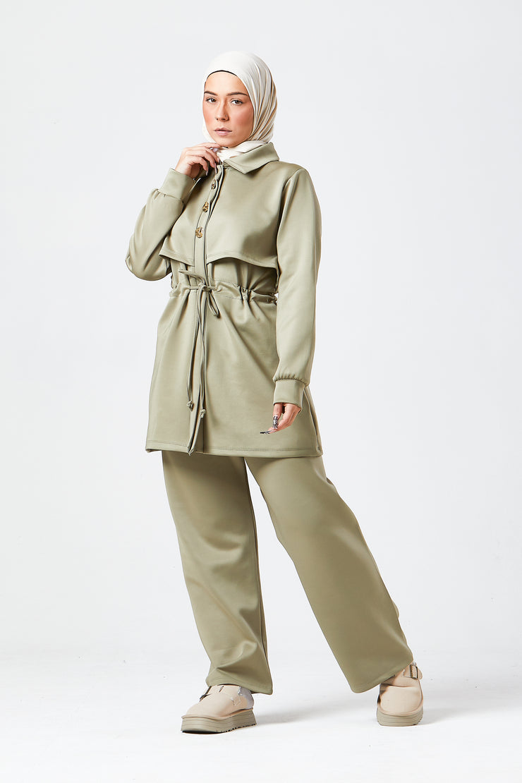 Sage Modest Buttoned Co-Ord Set