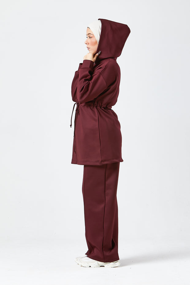 Burgundy Urban Modest Hoodie Set
