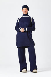 Navy Contrast Knit Co-Ord Set