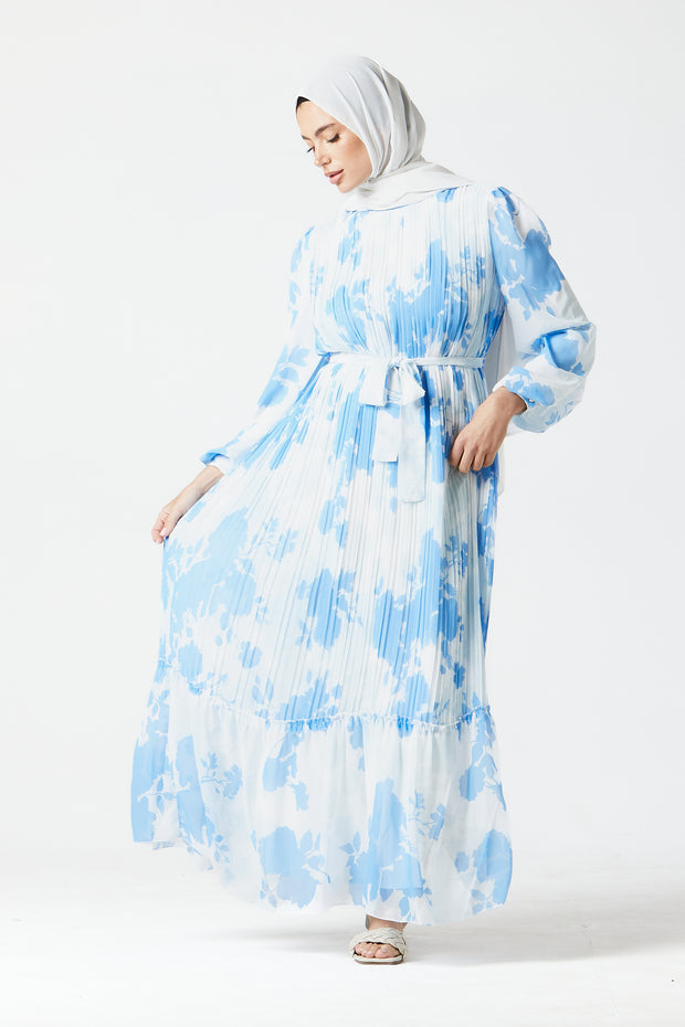 Blue Pleated Maxi
