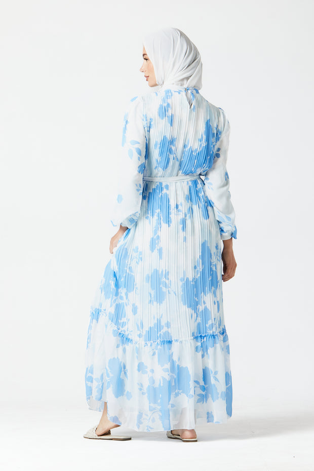 Blue Pleated Maxi
