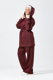 Burgundy Urban Modest Hoodie Set