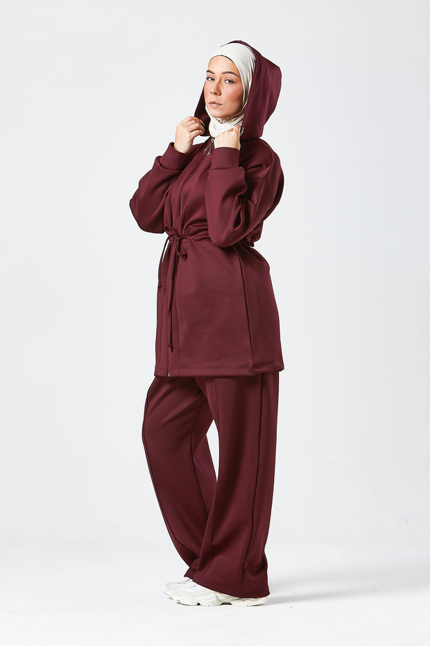 Burgundy Urban Modest Hoodie Set