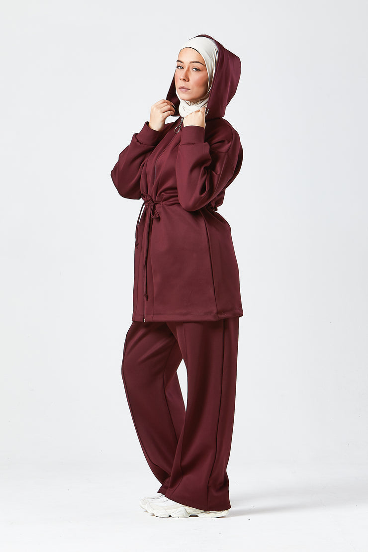 Burgundy Urban Modest Hoodie Set