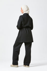 Black Modest Buttoned Co-Ord Set