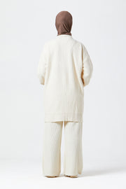 Cream Ribbed Knit Co-ord Set