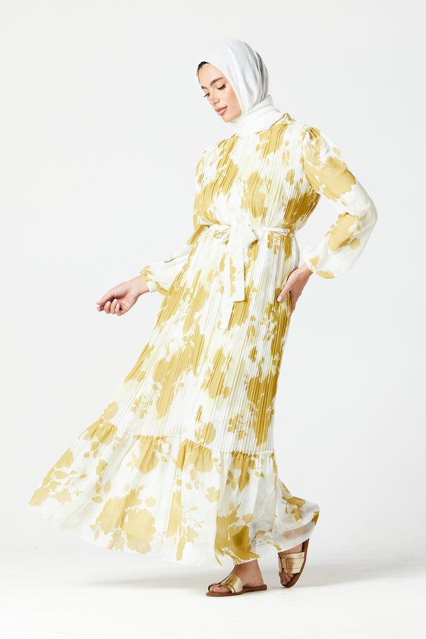 Yellow Pleated Maxi