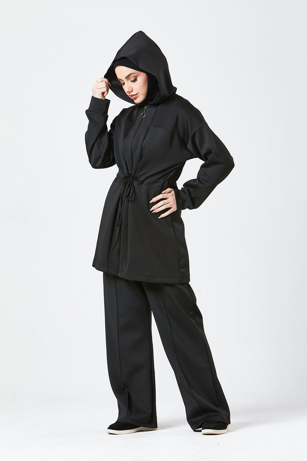Black Urban Modest Hoodie Set