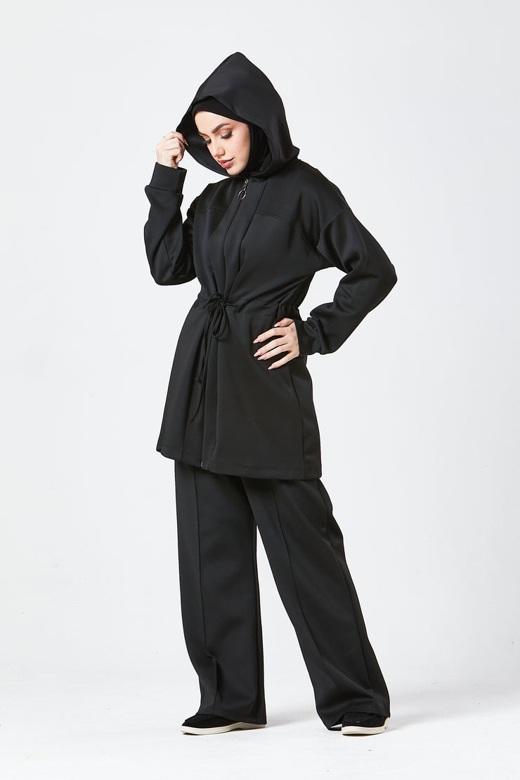 Black Urban Modest Hoodie Set