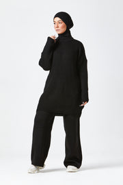 Black Textured Knit Co-ord Set