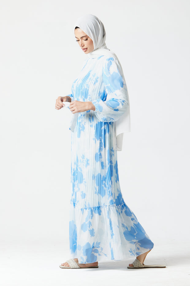 Blue Pleated Maxi