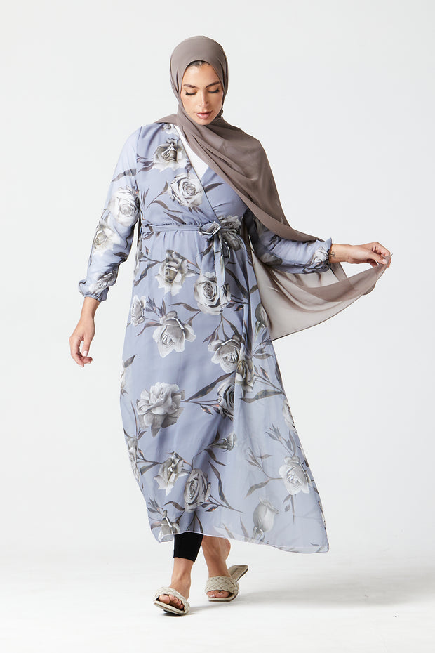 Grey Floral Dress