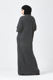 Grey Textured Knit Maxi Dress
