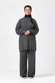 Grey Ribbed Knit Co-ord Set