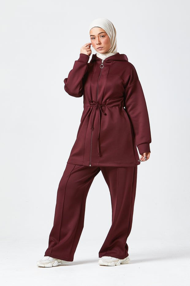 Burgundy Urban Modest Hoodie Set
