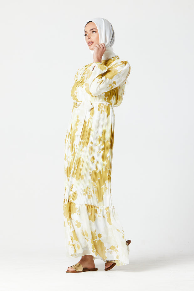 Yellow Pleated Maxi