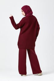 Burgundy Textured Knit Co-ord Set