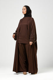 Brown 3pc Co-Ord Abaya Set
