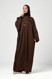 Brown 3pc Co-Ord Abaya Set