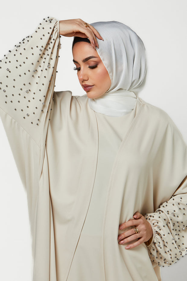 Cream 3pc Co-Ord Abaya Set