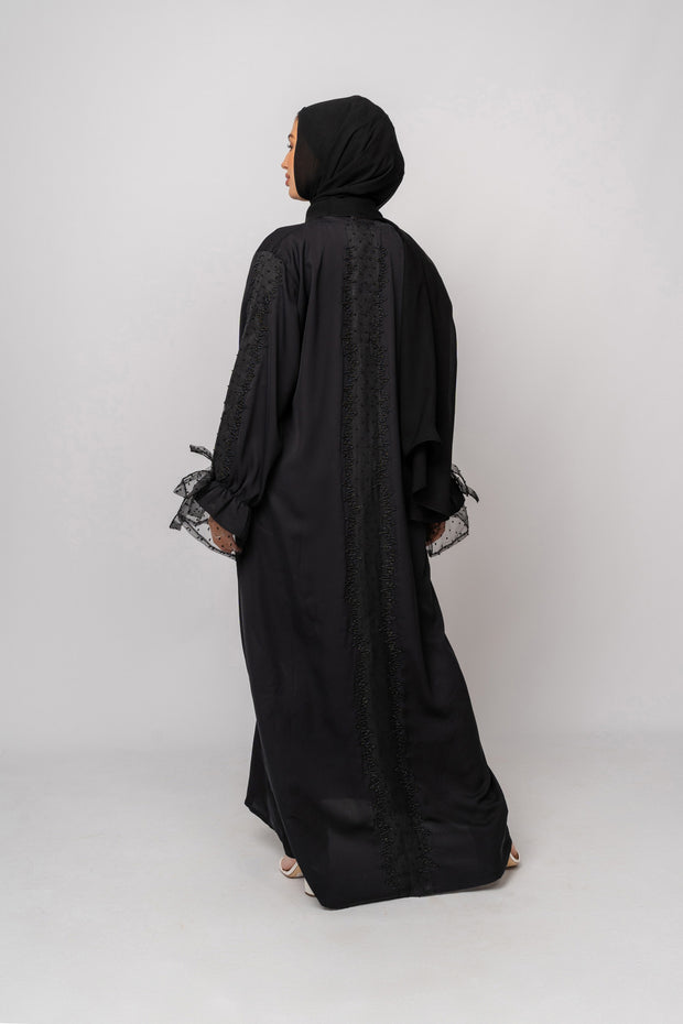 Net Cuff Back Embellished Abaya